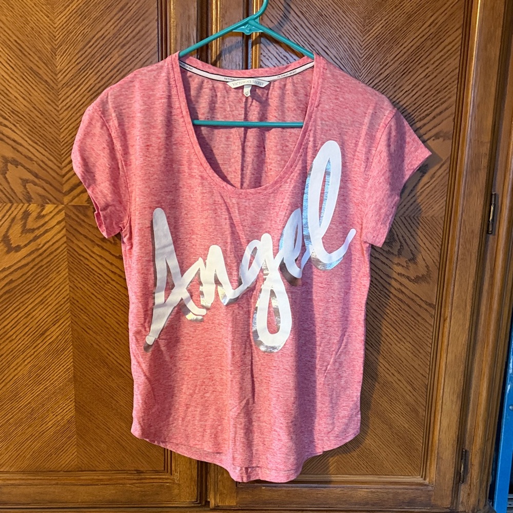 Victoria’s Secret Angel Graphic Scoop Neck Women's Top - Pink. Size Small.